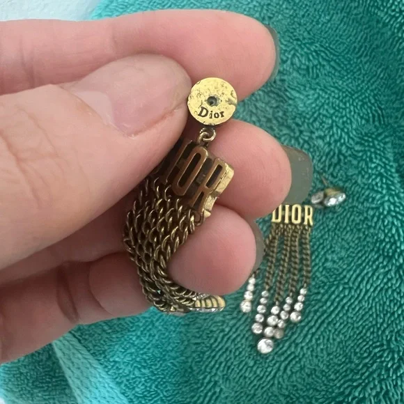 Dior Gold and Silver Crystal Earrings - Picture 2 of 3
